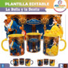 La Bella y La Bestia Plantilla Editable para Taza