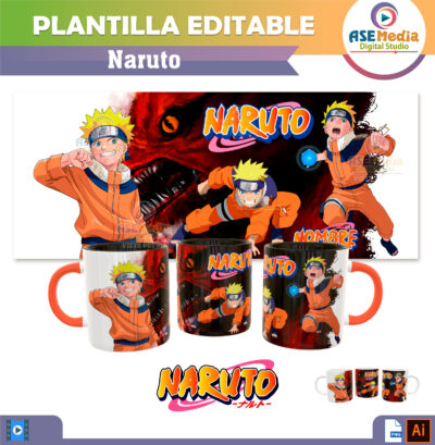Naruto Plantilla Editable para Taza