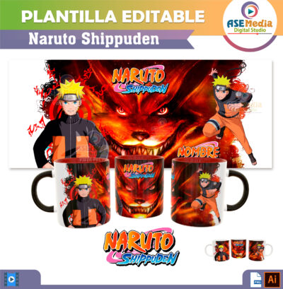 Naruto Shippuden Plantilla Editable para Taza