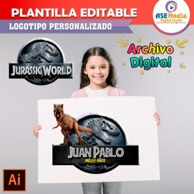 Jurassic World Dinosaurios Plantilla Editable para Logo Gratis