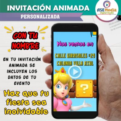 Princesa Peach Video Invitación Animada para Cumpleaños - Imagen 3