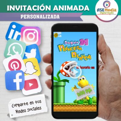 Princesa Peach Video Invitación Animada para Cumpleaños - Imagen 5
