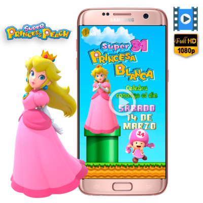 Princesa Peach Video Invitación Animada para Cumpleaños