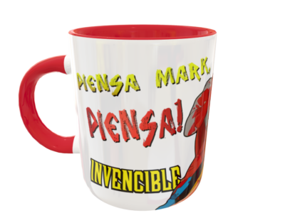 ¡Piensa Mark, Piensa! Omni Man Invencible Plantilla Editable para Taza Gratis