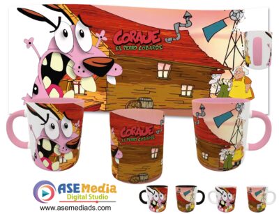 Coraje El Perro Cobarde Plantilla Editable para Taza