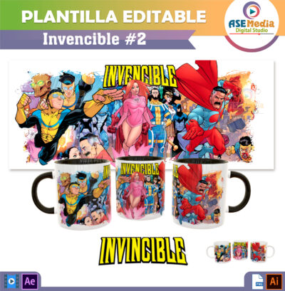 Invencible #02 Plantilla Editable para Taza