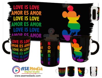 Mickey Mouse Love is Love Plantilla Editable para Taza