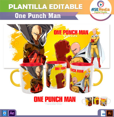One Punch Man Plantilla Editable para Sublimación de Taza