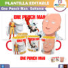 One Punch Man, Saitama Plantilla Editable para Sublimación de Taza