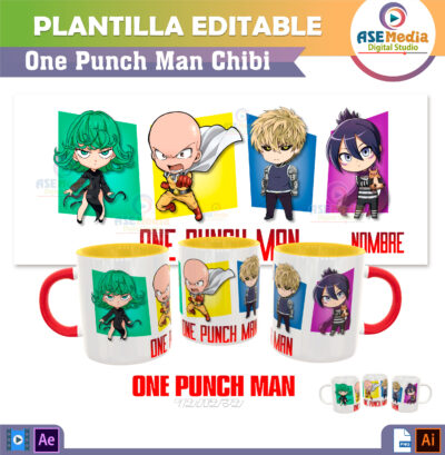 One Punch Man Chibi Plantilla Editable para Taza