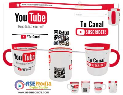 Canal de Youtube Plantilla Editable para Taza
