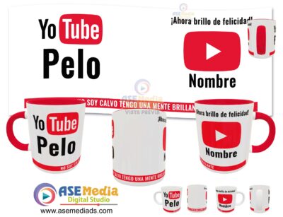 Yotube Pelo Plantilla Editable para Taza