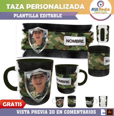 Foto Militar Camuflaje Plantilla Editable para Taza Gratis