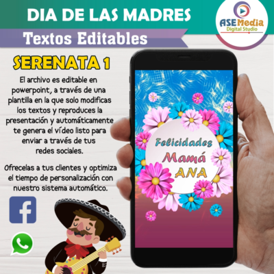 Serenata Dia de las Madres Plantilla Editable para Video Felicitación Animada