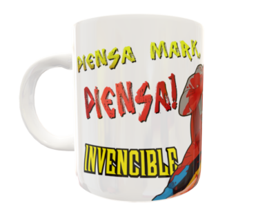 ¡Piensa Mark, Piensa! Omni Man Invencible Plantilla Editable para Taza Gratis