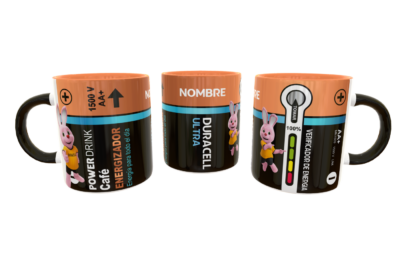 Batería Duracell Café Cafeína Paquete de 4 Plantillas Editables para Tazas