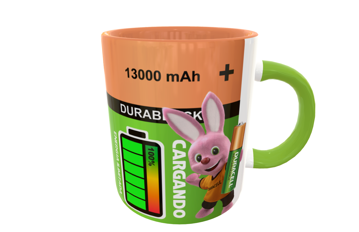 Bateria Duracell Recargable Plantilla Editable para Taza