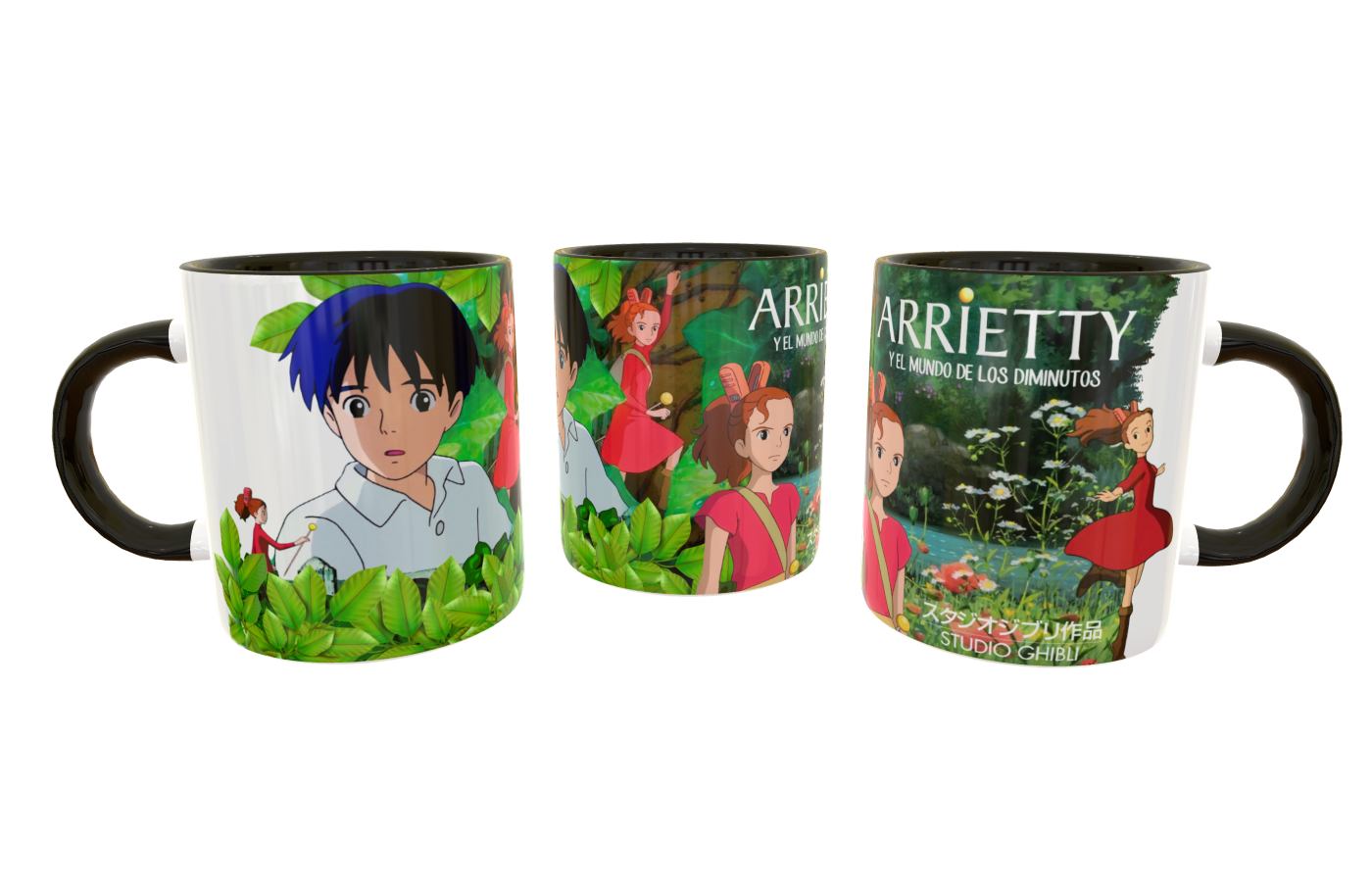 Arrietty y el Mundo de los Diminutos Studio Ghibli Plantilla Editable para Taza