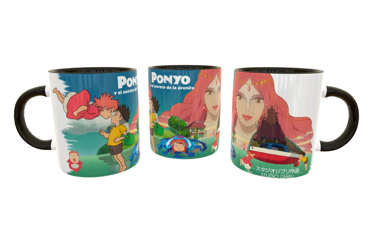 Ponyo y El Secreto de la Sirenita Studio Ghibli Plantilla Editable para Taza - Imagen 4