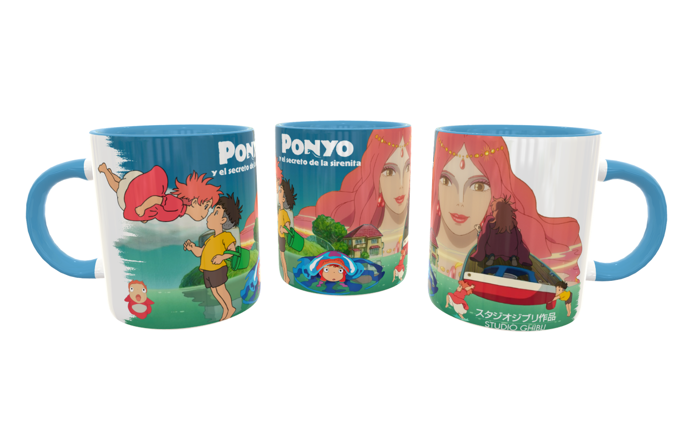 Ponyo y El Secreto de la Sirenita Studio Ghibli Plantilla Editable para Taza - Imagen 3