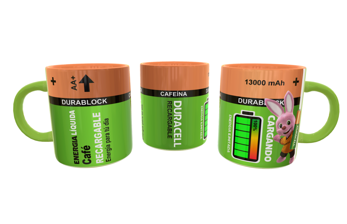 Bateria Duracell Recargable Plantilla Editable para Taza