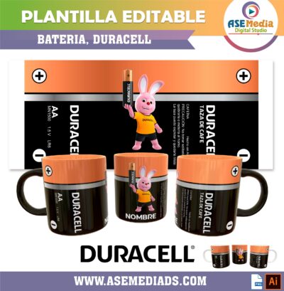 Bateria Duracell Plantilla Editable para Taza