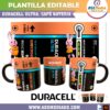 Bateria Duracell Ultra, Café Bateria Plantilla Editable para Taza