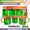 Bateria Duracell Recargable Plantilla Editable para Taza