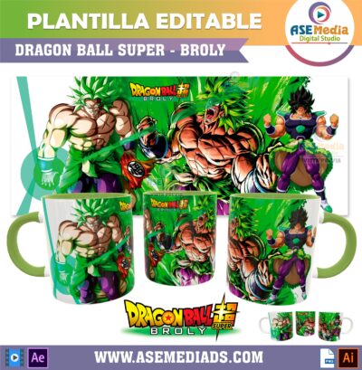 Dragon Ball Super, Broly Plantilla Editable para Taza