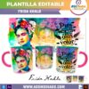Frida Kahlo Plantilla Editable para Taza