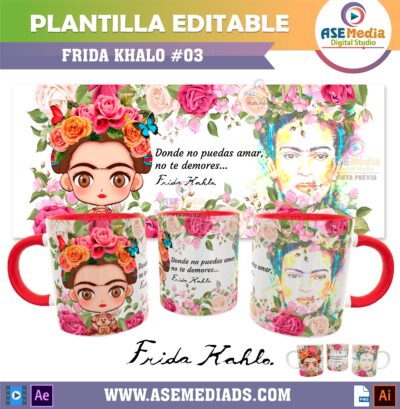Frida Kahlo #03 Plantilla Editable para Taza