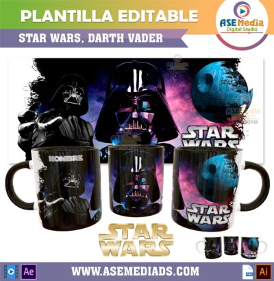 Star Wars, Darth Vader Plantilla Editable para Taza