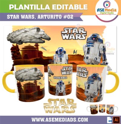 Star Wars, Arturito #02 Plantilla Editable para Taza