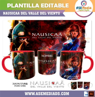 Nausicaä del Valle del Viento Studio Ghibli Plantilla Editable para Taza