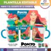 Ponyo y El Secreto de la Sirenita Studio Ghibli Plantilla Editable para Taza