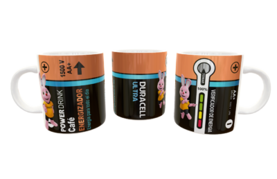 Bateria Duracell Ultra, Café Bateria Plantilla Editable para Taza