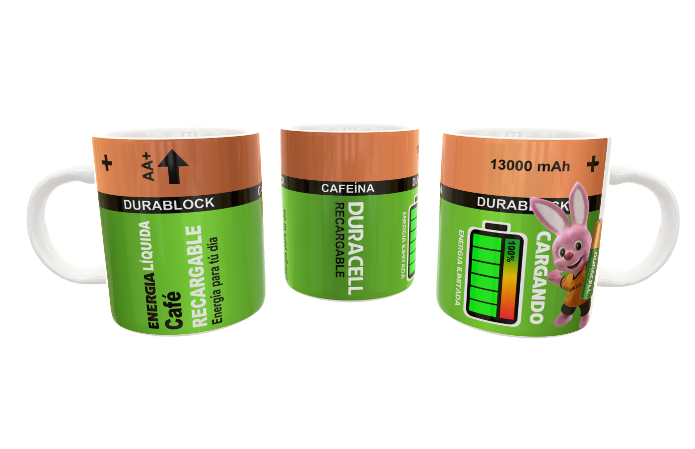 Bateria Duracell Recargable Plantilla Editable para Taza