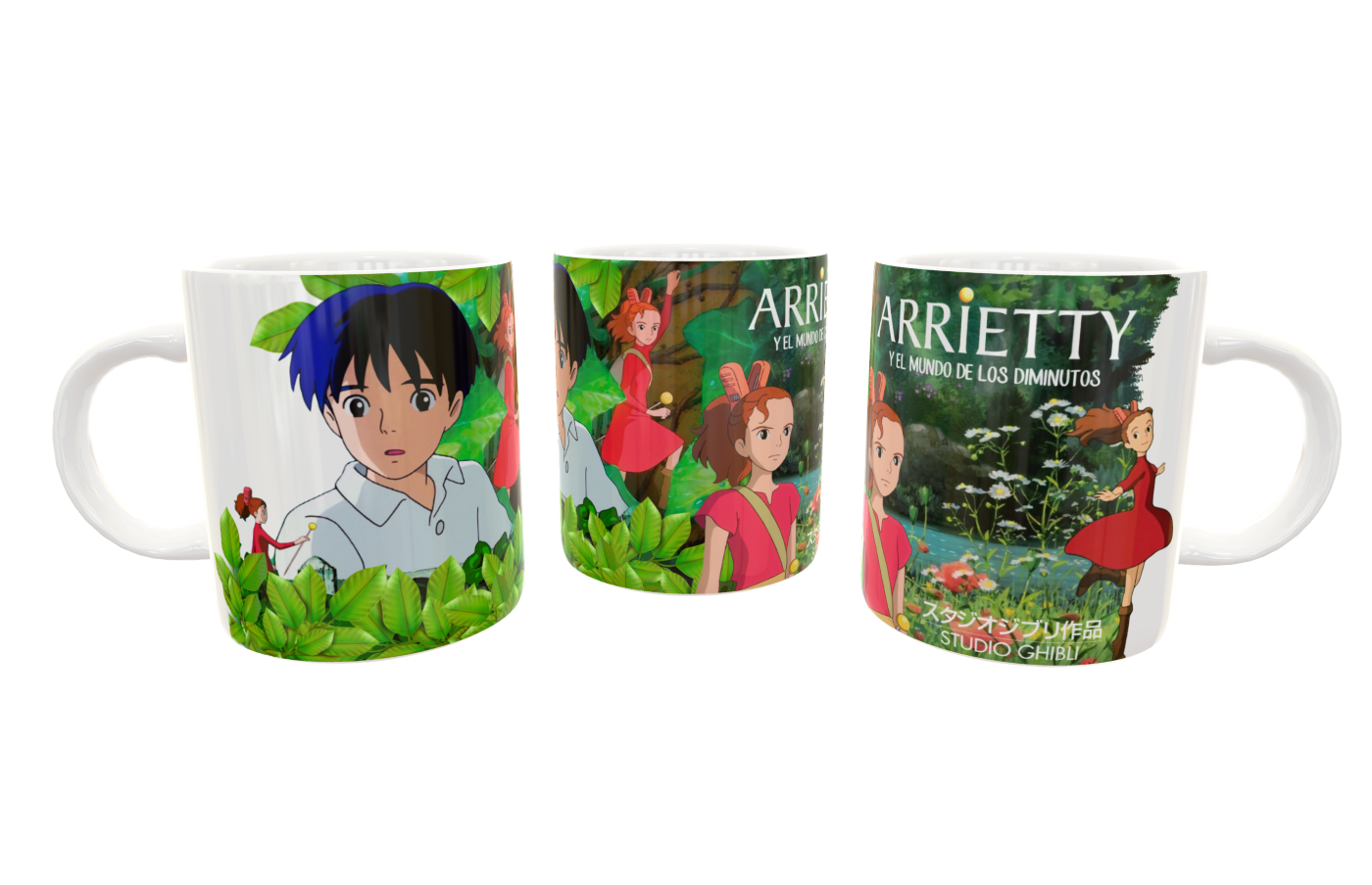 Arrietty y el Mundo de los Diminutos Studio Ghibli Plantilla Editable para Taza