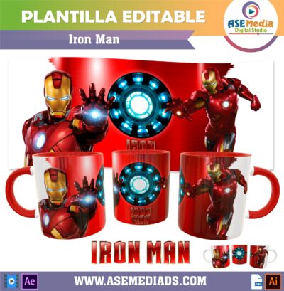 Iron Man Paquete de 4 Plantillas Editables para Tazas