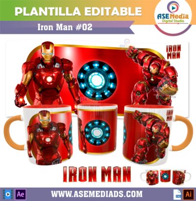 Iron Man Paquete de 4 Plantillas Editables para Tazas