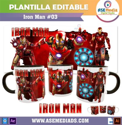 Iron Man Paquete de 4 Plantillas Editables para Tazas