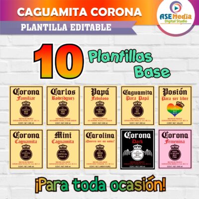 Etiquetas Caguamita Cerveza Corona Plantilla Editable