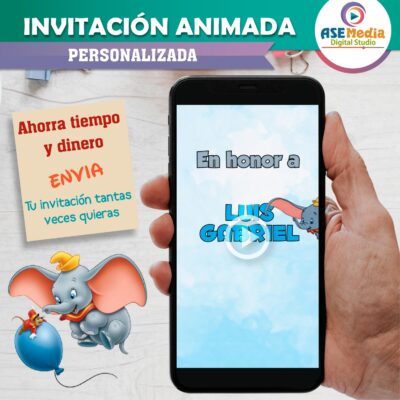 Dumbo, Baby Shower Invitación Animada Personalizada en Video - Imagen 4