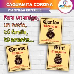 Etiquetas Caguamita Cerveza Corona Plantilla Editable