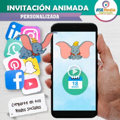 Dumbo, Baby Shower Invitación Animada Personalizada en Video - Imagen 5