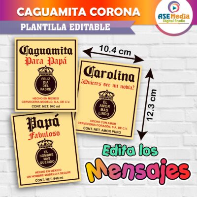 Etiquetas Caguamita Cerveza Corona Plantilla Editable
