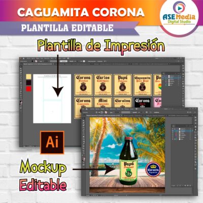 Etiquetas Caguamita Cerveza Corona Plantilla Editable