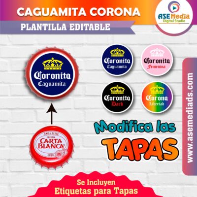 Etiquetas Caguamita Cerveza Corona Plantilla Editable