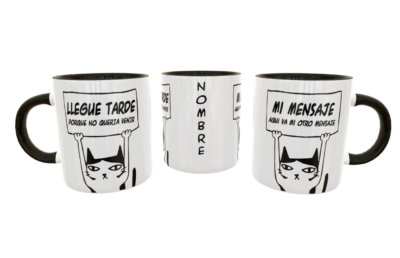 Llegué tarde por que no quería venir Gato Meme Plantilla Editable para Taza