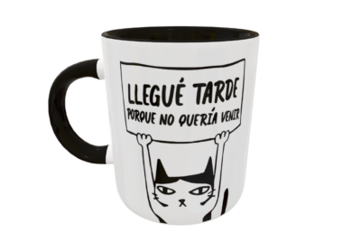Llegué tarde por que no quería venir Gato Meme Plantilla Editable para Taza